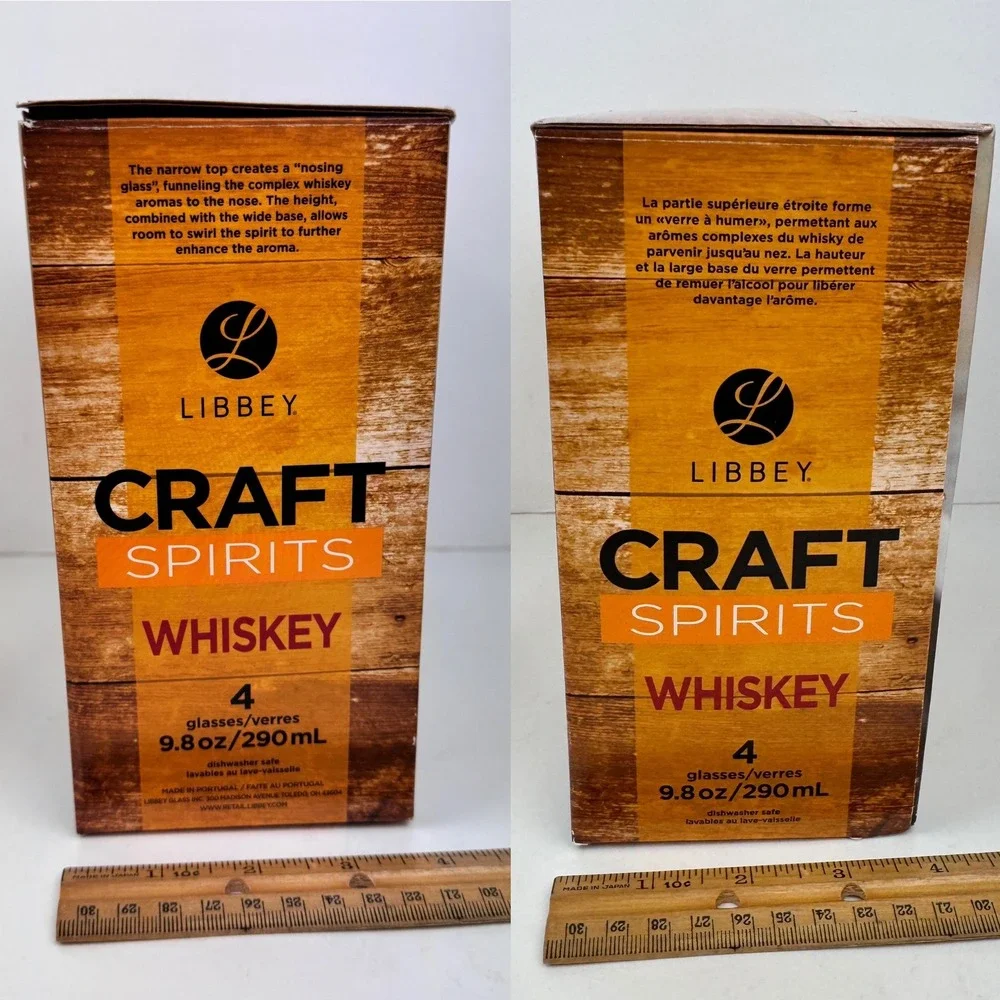 4 Libbey Clear 9.8oz Whiskey Glasses Dishwasher Safe Craft Spirits Orig Box